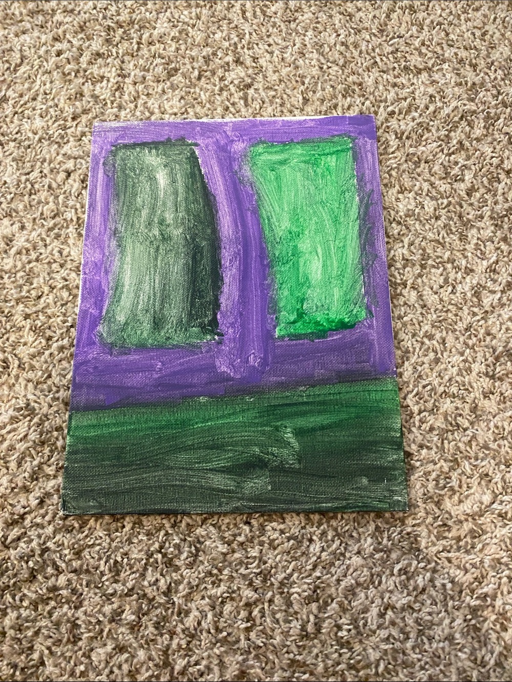 Abstract Purple and Green Canvas Wall Art
